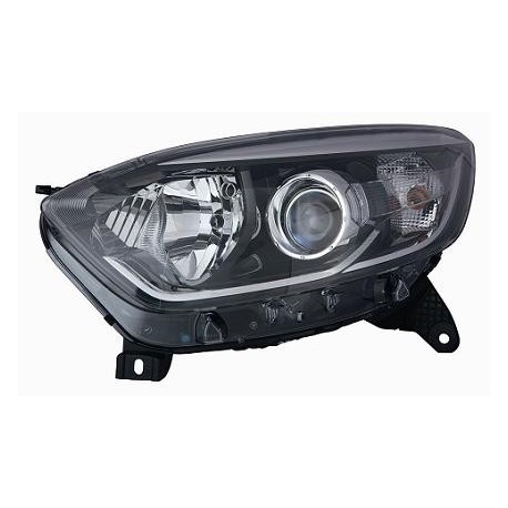 Proiettore Faro H1-H1 con motorino parabola nera con bordo cromato guida - sx