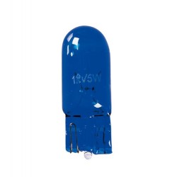 12V Blue Dyed Glass Lampada zoccolo vetro - W5W - 5W - W2.1x9.5d - 2 pz in blister
