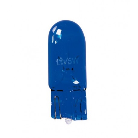 12V Blue Dyed Glass Lampada zoccolo vetro - W5W - 5W - W2.1x9.5d - 2 pz in blister