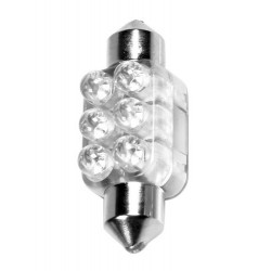 12V Lampada siluro 6 Led - 13x35 mm - SV8.5-8 - 1 pezzo in blister - Bianco
