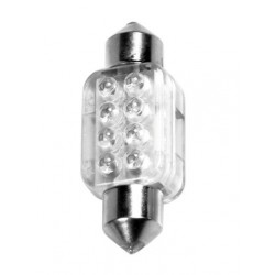 12V Lampada siluro 8 Led - 13x35 mm - SV8.5-8 - 1 pezzo in blister - Blu