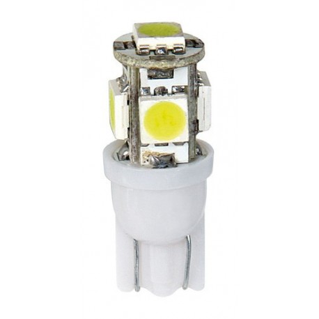 12V Hyper-Led 15 - 5 SMD x 3 chips - T10 - W2.1x9.5d - 2 pz in blister - Bianco - Doppia polarita'