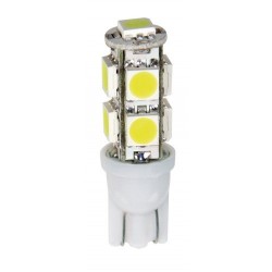 12V Hyper-Led 27 - 9 SMD x 3 chips - T10 - W2.1x9.5d - 2 pz in blister - Bianco - Doppia polarita'