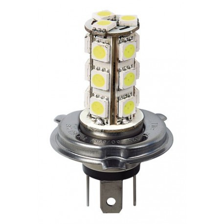 12V Hyper-Led 54 - 18 SMD x 3 chips - H4 - P43t - 2 pz - Scatola Plast. Bianco
