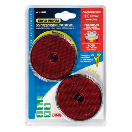 Catarifrangenti rotondi - diametro 65 mm - rosso