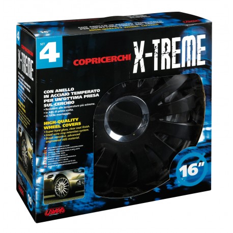 C-139 X-Treme Kit 4 copricerchi coppe ruota diametro 16 nero opaco