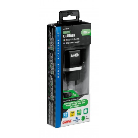 Caricabatteria da rete con 1 porta Usb - 1000 mA - 100/230V