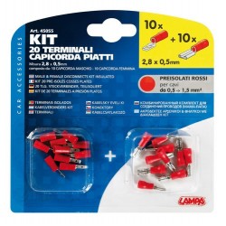 Kit 20 terminali-capicorda piatti - rosso