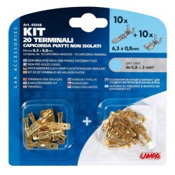 Kit 20 terminali-capicorda piatti non isolati