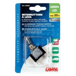 Interruttore a leva 2 contatti - 12/24V - verde - 20A