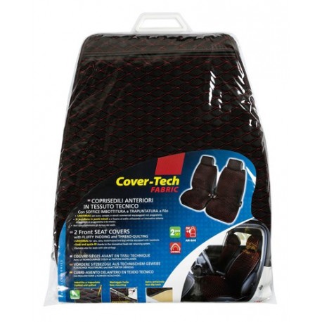 Cover-Tech Fabric coppia coprisedili anteriori in tessuto tecnico - nero - rosso