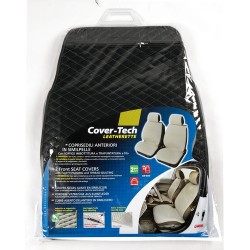 Cover-Tech Leatherette coppia coprisedili anteriori in similpelle - nero - grigio