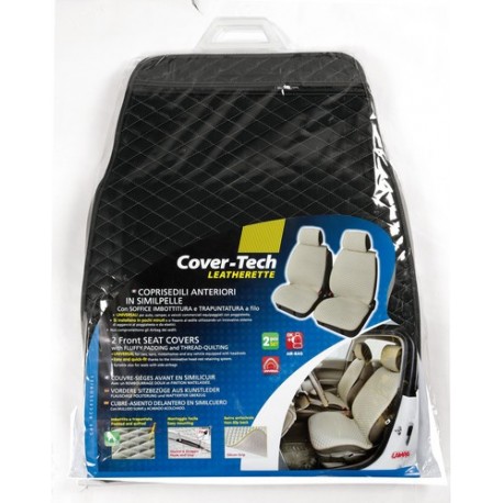 Cover-Tech Leatherette coppia coprisedili anteriori in similpelle - nero - grigio