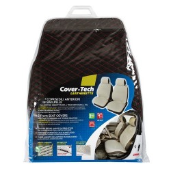 Cover-Tech Leatherette coppia coprisedili anteriori in similpelle - nero - rosso