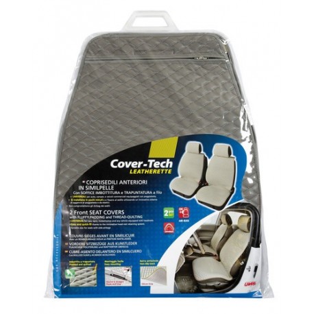 Cover-Tech Leatherette coppia coprisedili anteriori in similpelle - grigio scuro