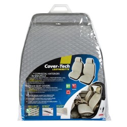 Cover-Tech Leatherette coppia coprisedili anteriori in similpelle - grigio