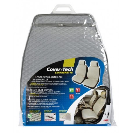 Cover-Tech Leatherette coppia coprisedili anteriori in similpelle - grigio