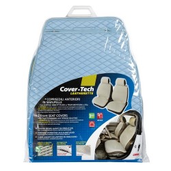 Cover-Tech Leatherette coppia coprisedili anteriori in similpelle - azzurro - grigio