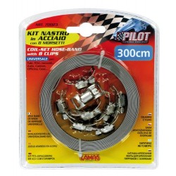 Kit nastro acciaio con 8 morsetti - 300 cm