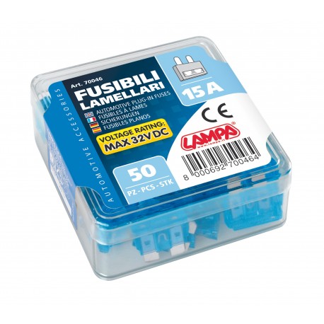 Confezione 50 fusibili lamellari 12/32V - 15A