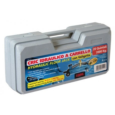 Cric idraulico a carrello - 2.000 kg - Valigetta