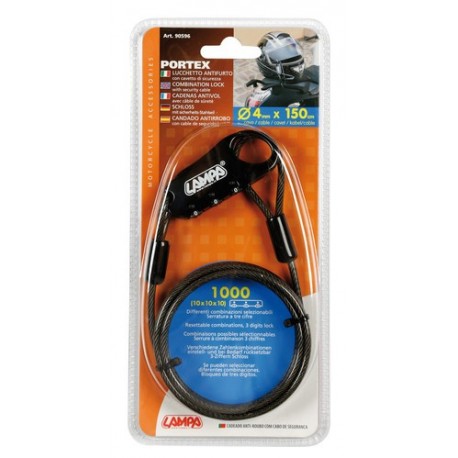 Portex lucchetto antifurto con cavo di sicurezza - 150 cm