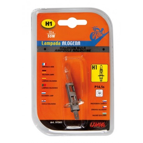 12V Lampada alogena - H1 - 55W - P14.5s - 1 pezzo in blister