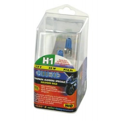 12V Lampada alogena Blu-Xe - H1 - 55W - P14.5s - 1 pezzo - Scatola Plast.