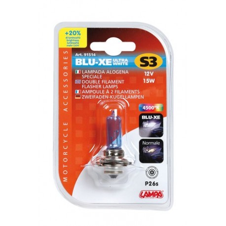 12V Lampada alogena Blu-Xe - S3 - 15W - P26s - 1 pezzo in blister