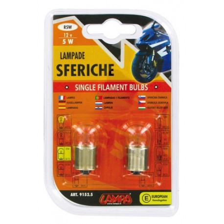 12V Lampada sferica - R5W - 5W - BA15s - 2 pz in blister