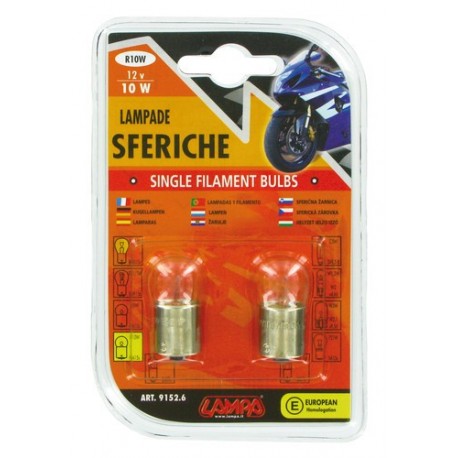 12V Lampada sferica - R10W - 10W - BA15s - 2 pz in blister