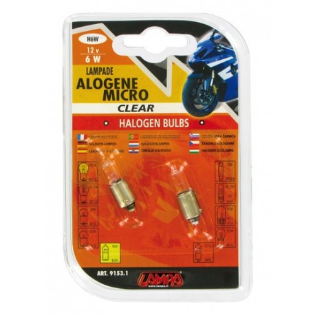12V Lampada alogena micro - H6W - 6W - BAX9s - 2 pz in blister