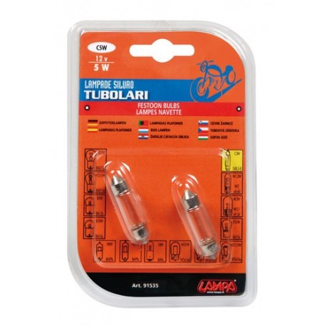 12V Lampada siluro - C5W - 11x35 mm - 5W - SV8.5-8 - 2 pz in blister