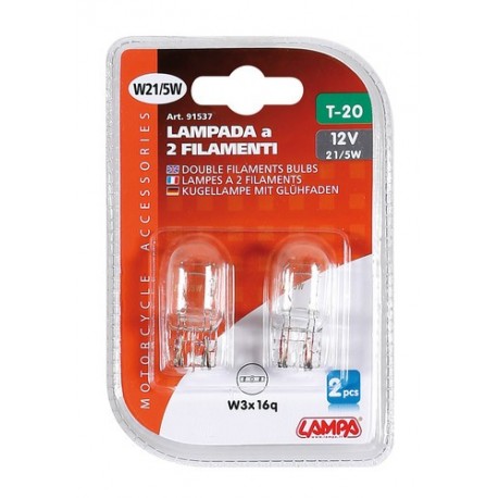 12V Lampada zoccolo vetro - W21/5W - 21W - W3x16q - 2 pz in blister