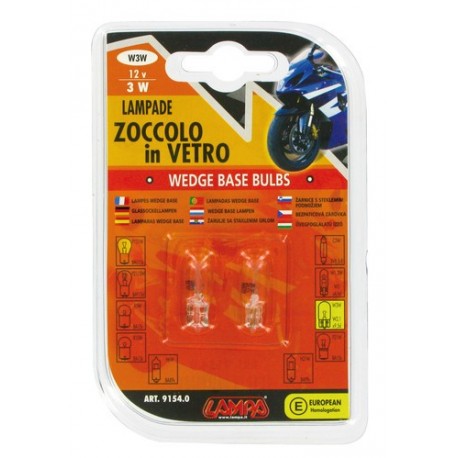 12V Lampada zoccolo vetro - W3W - 3W - W2.1x9.5d - 2 pz in blister