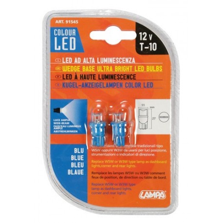 12V Color-Led lampada Led - T10 - W2.1x9.5d - Blu