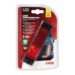 Luce supplementare a 3 Led con catarifrangente - 24V - rosso