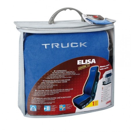 Elisa-2 coprisedile in poliestere e similpelle per camion - Blu/nero