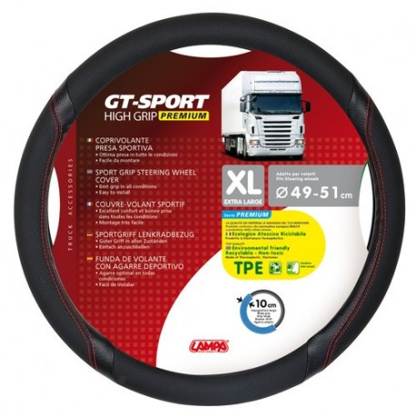 GT-Sport coprivolante in TPE - XL - diametro 49 - 51 cm - nero - rosso
