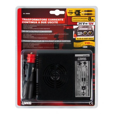 Trasformatore di corrente a due uscite 24V - 12V - 8A