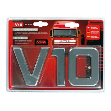 Emblemi motore 3D cromati - 92x210 mm - V10