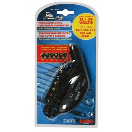 Trasformatore per auto e camion 12/24V - 500 mA