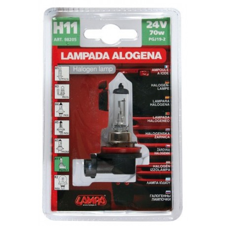 24V Lampada alogena - H11 - 70W - PGJ19-2 - 1 pezzo in blister