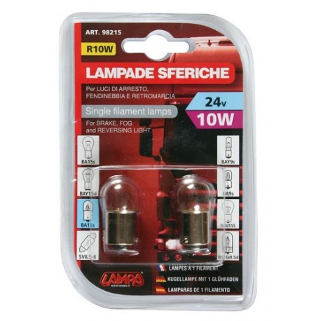 24V Lampada sferica - R10W - 10W - BA15s - 2 pz in blister