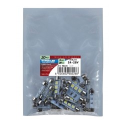 24/28V Hyper-Led 9 - 3 SMD x 3 chips - 10x39 mm - SV8.5-8 - 20 pz - Busta - bianco - Doppia polarita'