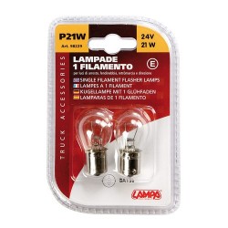 24V Lampada 1 filamento - P21W - 21W - BA15s - 2 pz in blister