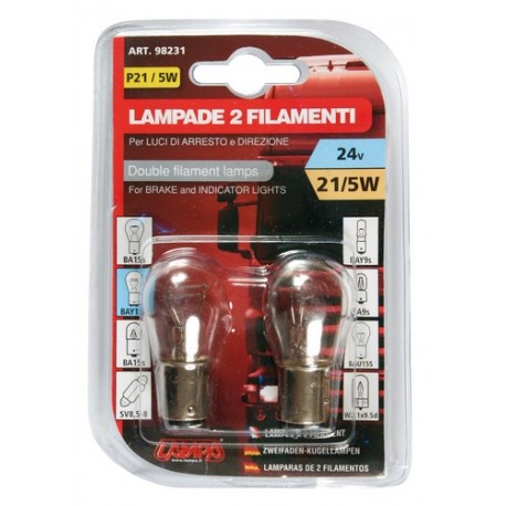 24V Lampada 2 filamenti - P21/5W - 21/5W - BAY15d - 2 pz in blister