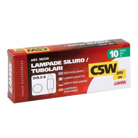 24V Lampada siluro - C5W - 11x35 mm - 5W - SV8.5-8 - 10 pz - Scatola