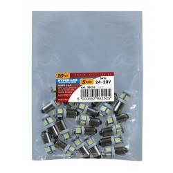24/28V Hyper-Led 15 - 5 SMD x 3 chips - T4W - BA9s - 20 pz - Busta - bianco - Doppia polarita'