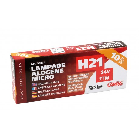 24V Lampada alogena micro - H21W - 21W - BAY9s - 10 pz - Scatola